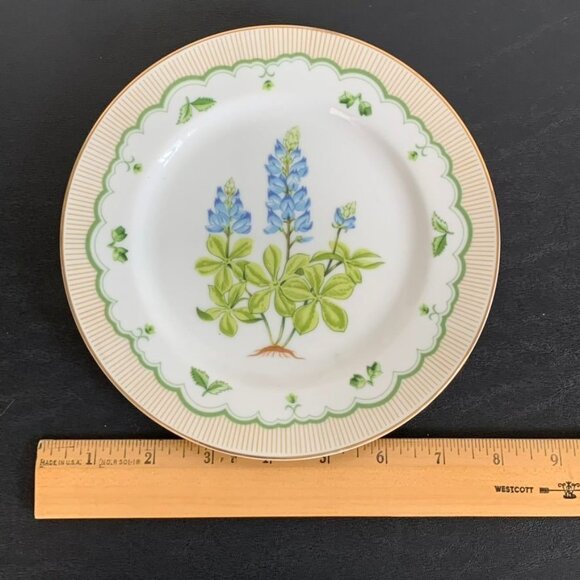 Set of 8 Vintage Georges Briard Salad/Dessert Plates Floral Flower Gold Trim - Picture 10 of 10